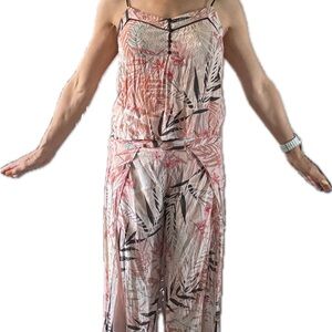 Guess Pink and Black Leaf Print 2 piece outfit